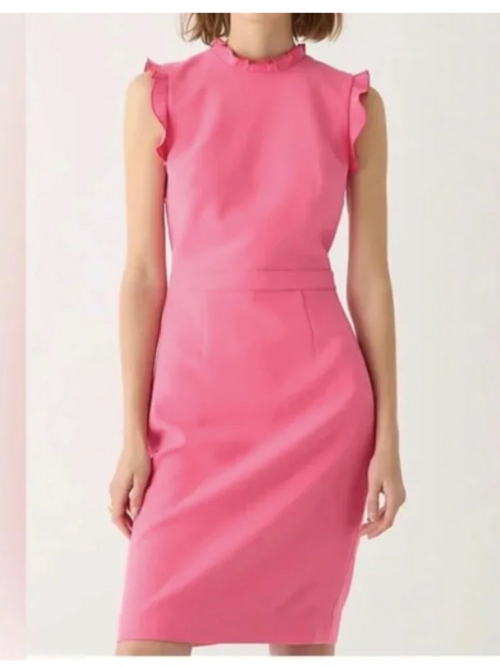 J. Crew size 16 pink ruffled collar suiting dress classic sheath